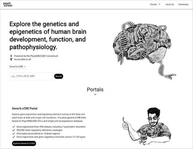 psychSCREEN portal to explore genetics and epigenetics of human brain development, function, and pathophysiology.